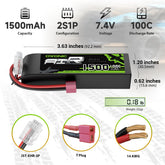 OVONIC 7.4V Lipo Battery 100C 1500mAh 2S with Dean Plug & Lipo Voltage Checker